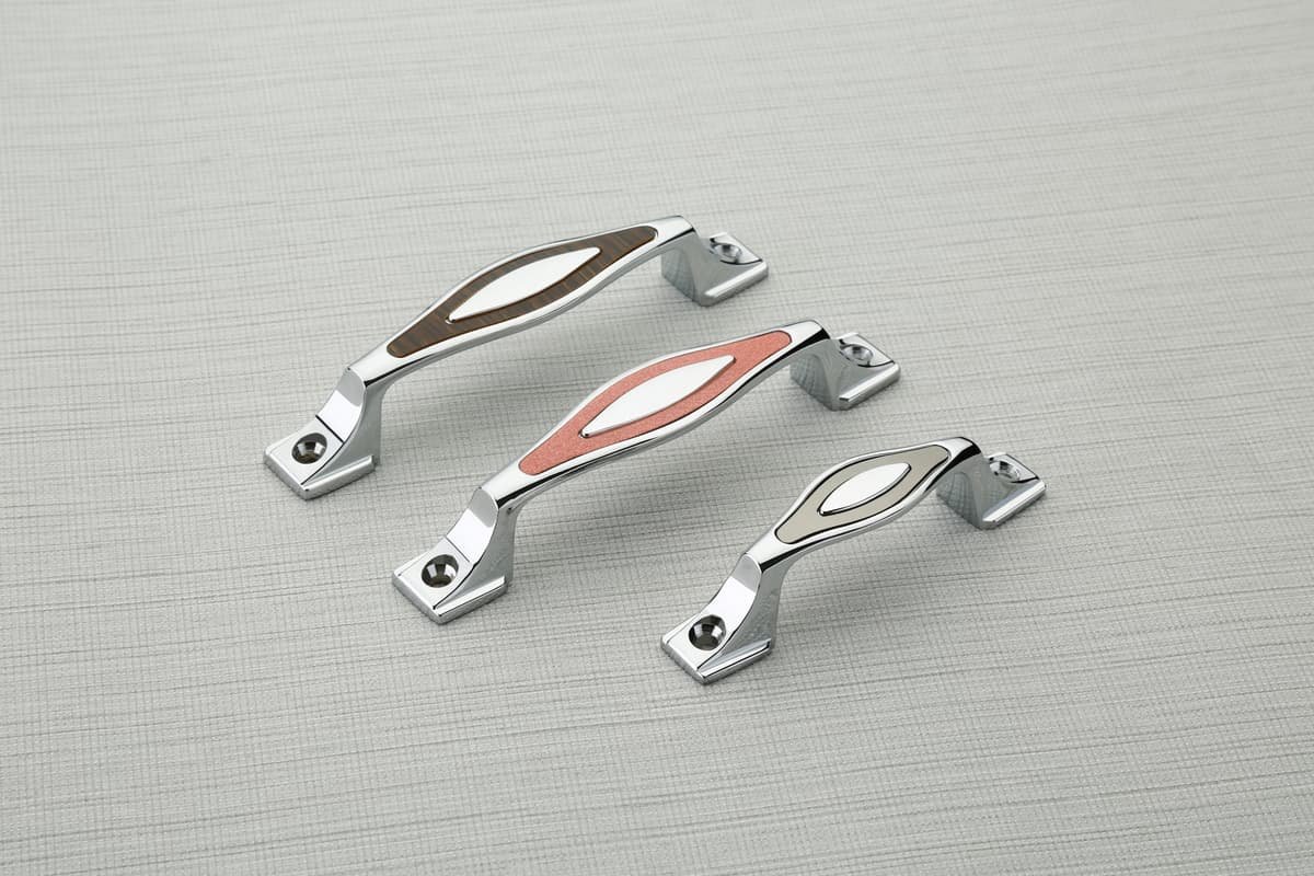 Sonet cabinet handles with coloured inlays